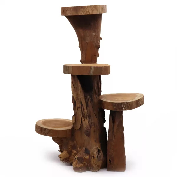 Natural Teak 4 Shelf Display 75cm high - Image 3