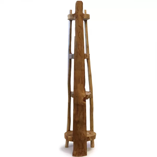 Natural Teak Corner Unit 4 Shelves - 135cm high - Image 3