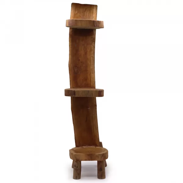 Natural Teak Log Shelve Display 3 Shelves  100cm high