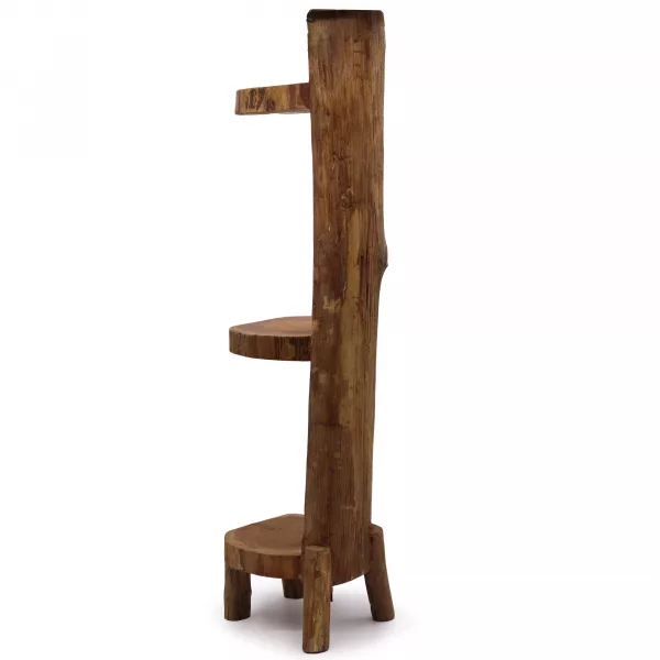 Natural Teak Log Shelve Display 3 Shelves  100cm high - Image 2