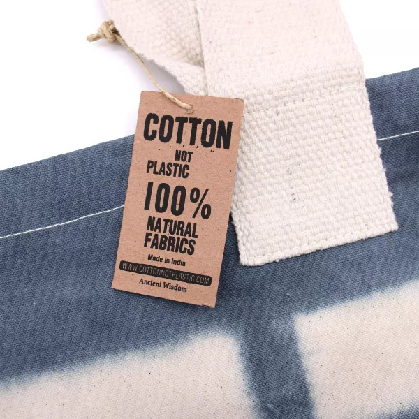 Natural Tye-Dye Cotton Bag (8oz) - 38x42x12cm - Grey Blocks - Natural Handle - Image 4