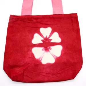 Natural Tye-Dye Cotton Bag (8oz) – 38x42x12cm – Maroon Flower – Pink Handle