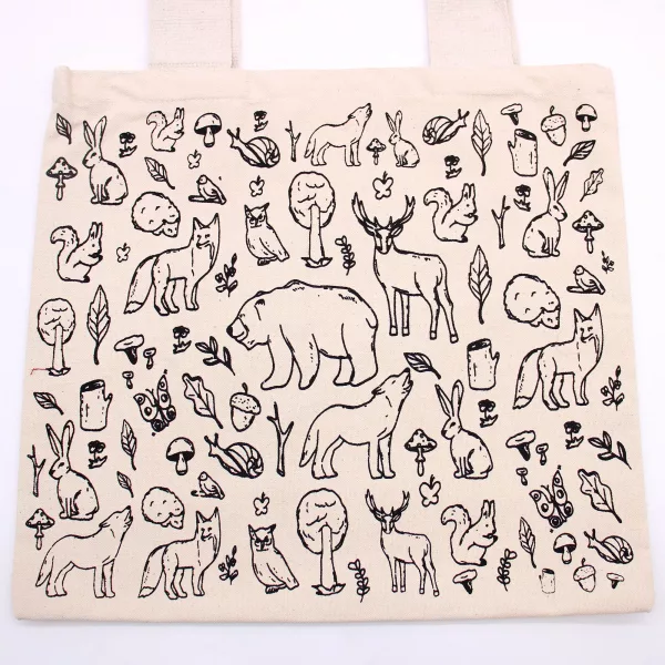 Big Cotton Shopping Bag - 38x42cm - Forest Life - 10oz - Image 2