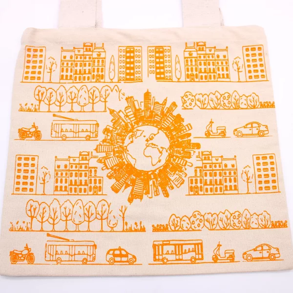 Big Cotton Shopping Bag - 38x42cm - City Life - 10oz - Image 2