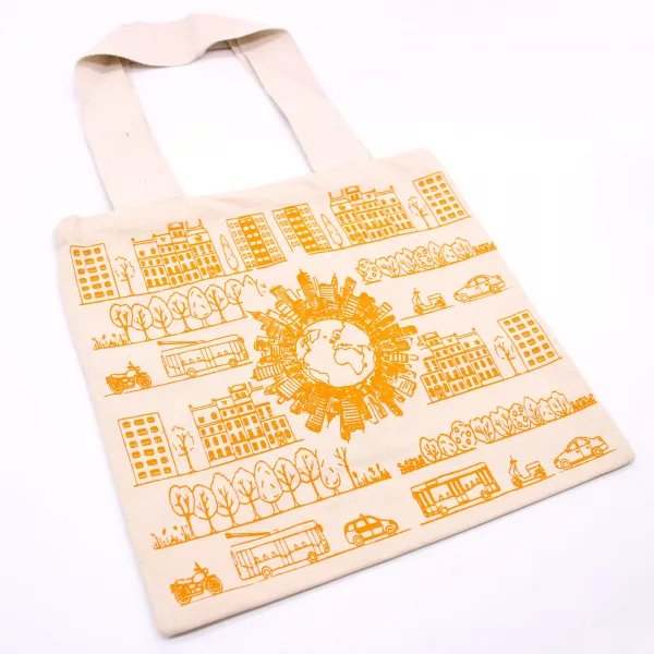Big Cotton Shopping Bag - 38x42cm - City Life - 10oz - Image 3