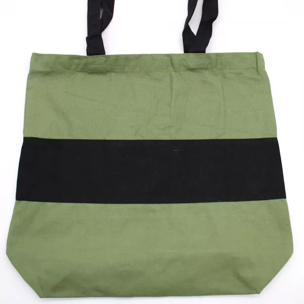 Two Tone Cotton Bag - 38x42x12cm - Green & Black - 10oz - Image 2