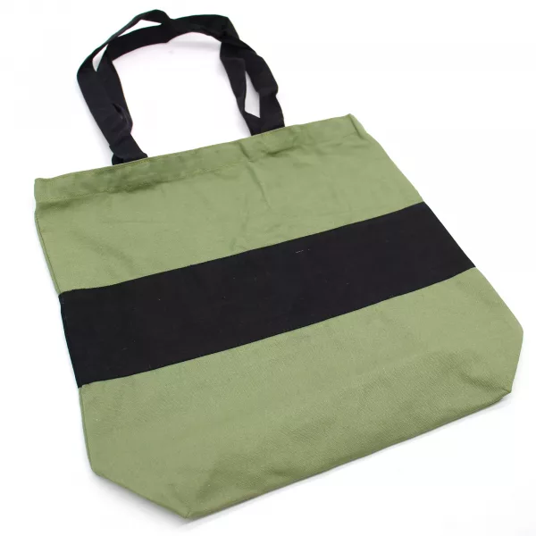 Two Tone Cotton Bag - 38x42x12cm - Green & Black - 10oz - Image 3