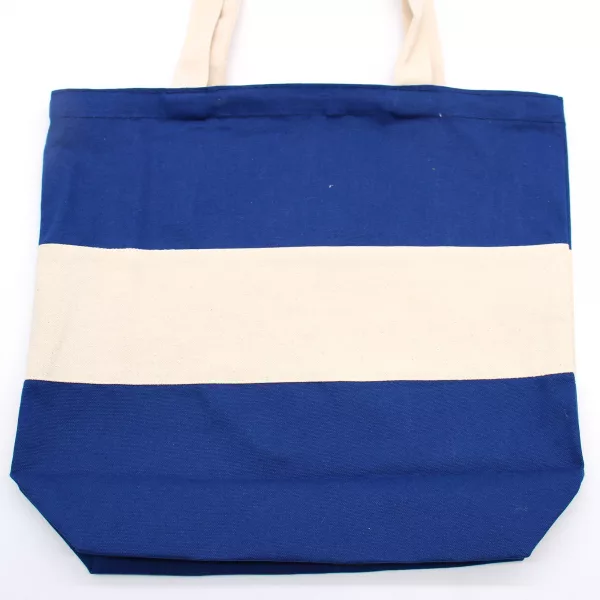 Two Tone Cotton Bag - 38x42x12cm - Blue & Natural - 10oz - Image 2