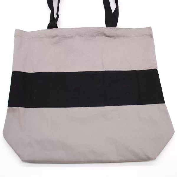 Two Tone Cotton Bag - 38x42x12cm - Grey & Black - 10oz - Image 2