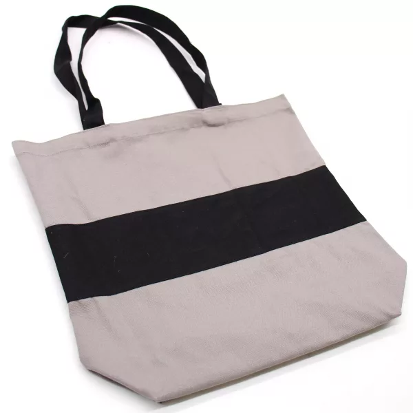 Two Tone Cotton Bag - 38x42x12cm - Grey & Black - 10oz - Image 3