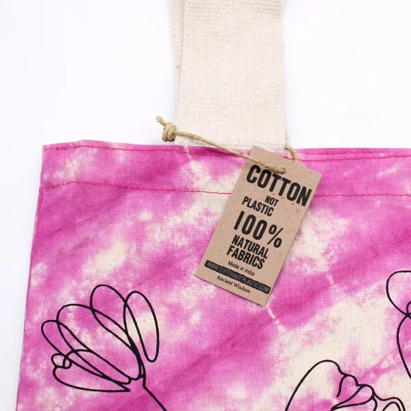 Tye-Dye Cotton Bag (6oz) - 38x42x12cm -  Namaste Hands - Multi - Natural Handle - Image 4