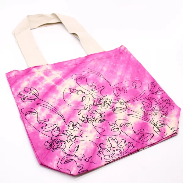 Tye-Dye Cotton Bag (6oz) - 38x42x12cm - Pretty Face - Magento - Natural Handle - Image 3