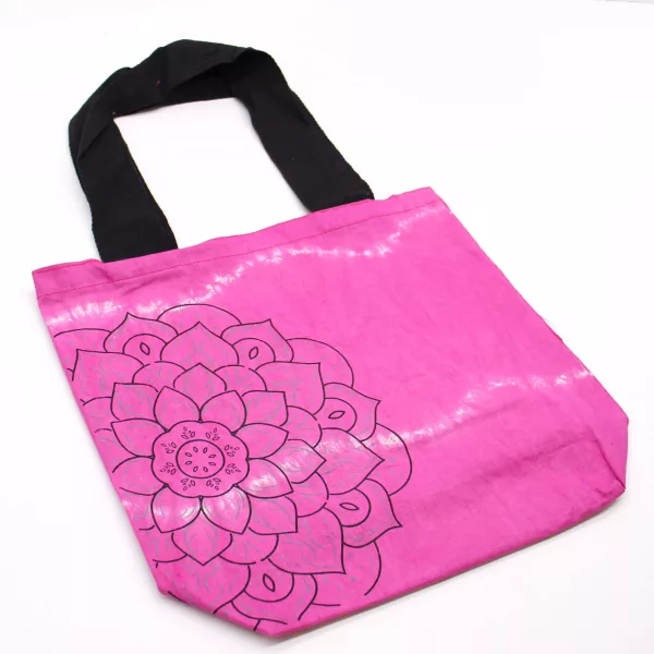 Tye-Dye Cotton Bag (6oz) - 38x42x12cm -  Mandela - Magento - Black Handle - Image 3