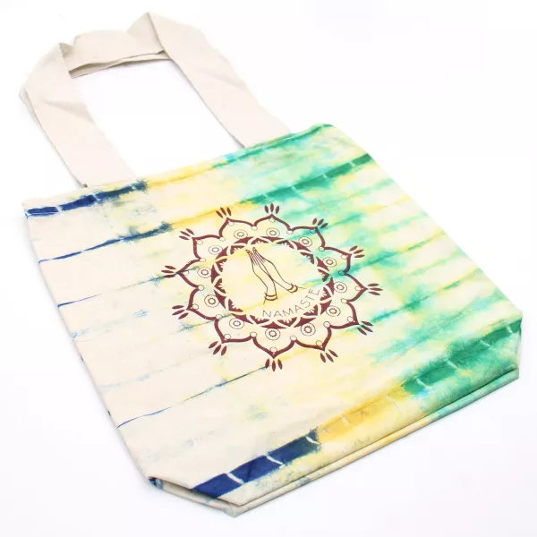 Tye-Dye Cotton Bag (6oz) - 38x42x12cm -  Namaste Hands - Multi - Natural Handle - Image 3