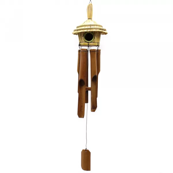 Round Seagrass Bird Box with Chimes 45x17cm - Image 4
