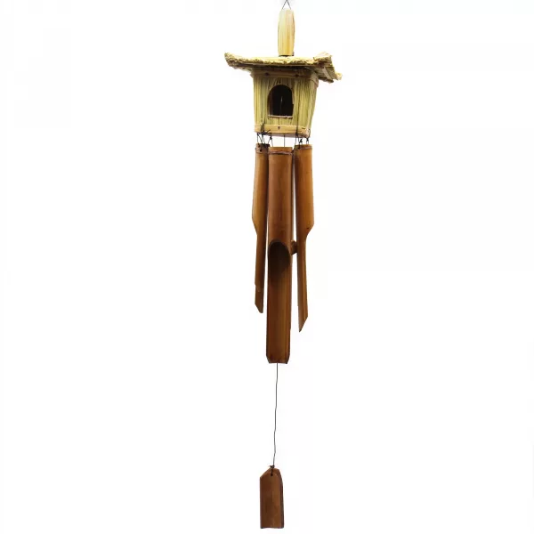 Square Seagrass Bird Box with Chimes 49x15cm - Image 3