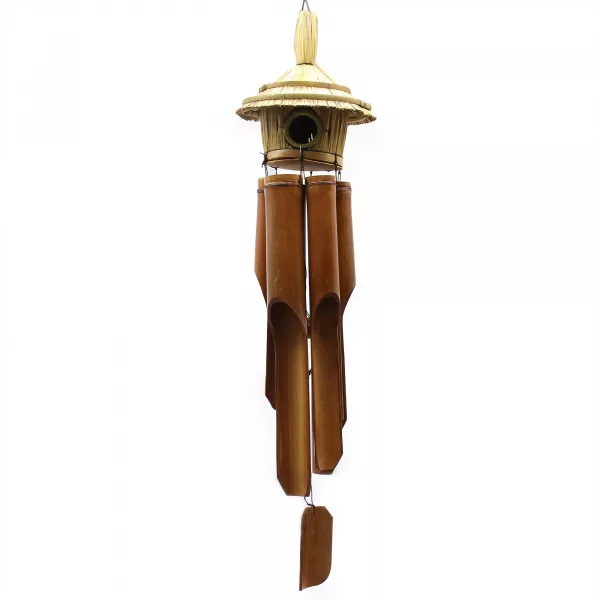 Lrg Round Seagrass Bird Box with Chimes 56x20cm - Image 3
