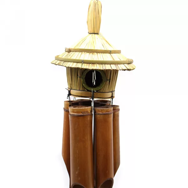 Lrg Round Seagrass Bird Box with Chimes 56x20cm - Image 4
