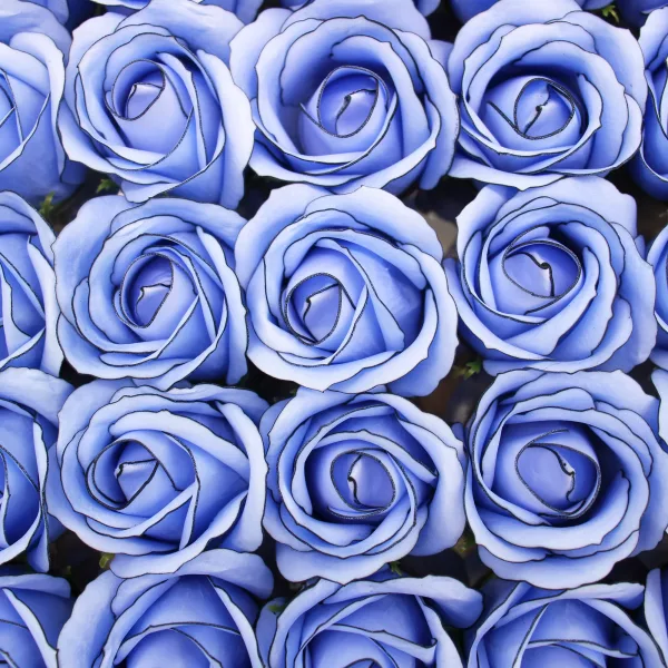Craft Soap Flowers - Med Rose - Blue With Black Rim - Image 2