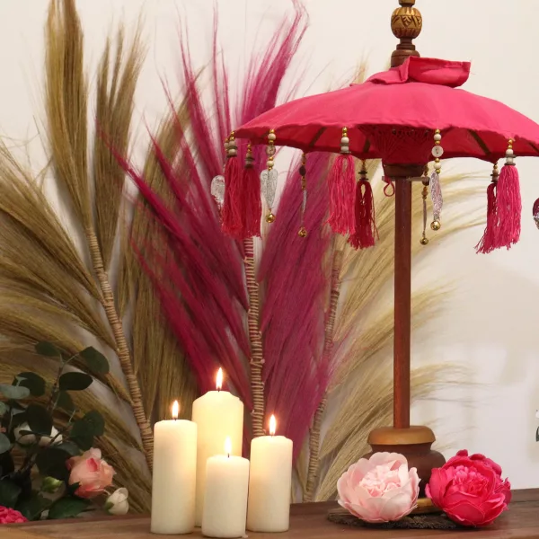 Bali Home Decor Parasol - Cotton - Pink- 40cm - Image 3