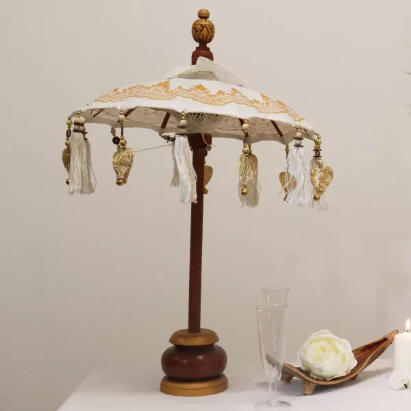 Bali Home Decor Parasol - Canvas - Gold Decor- 40cm - Image 3