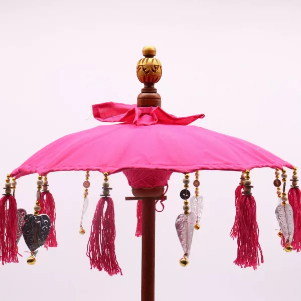 Bali Home Decor Parasol - Cotton - Pink- 40cm - Image 4