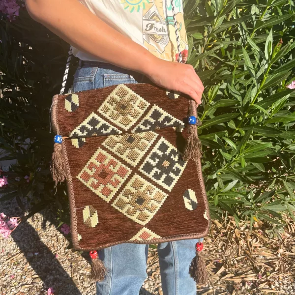 Chocolate Kilim Messenger Festival Bag - Image 2