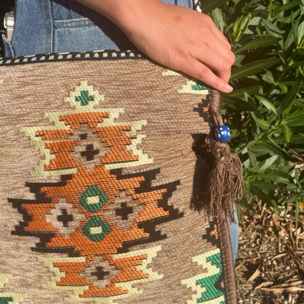 Biege Kilim Messenger Festival Bag - Image 3