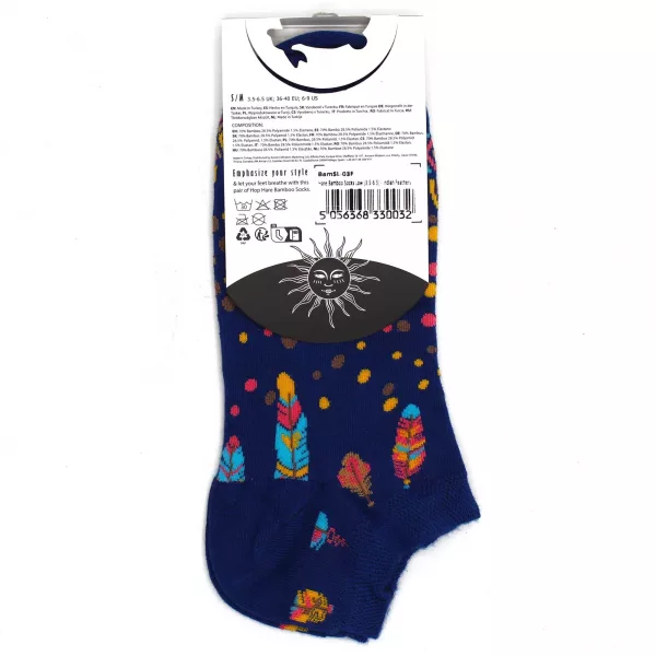 S/M Hop Hare Bamboo Socks Low (3.5-6.5) - Indian Feathers - Image 4