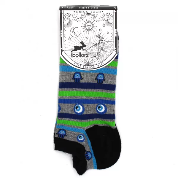 S/M Hop Hare Bamboo Socks Low (3.5-6.5) - Evil Eye & Hamsa - Image 3
