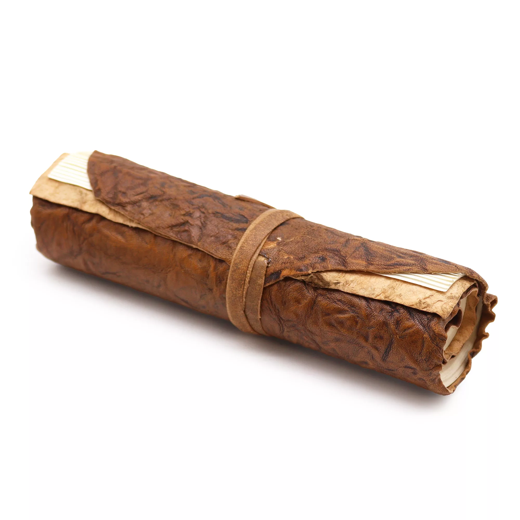 Rolled Leather Travel Notebook - 96 pages - Natural 21x15cm