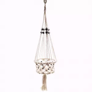 Macrame Pot Holder - Lrg Single Beaded