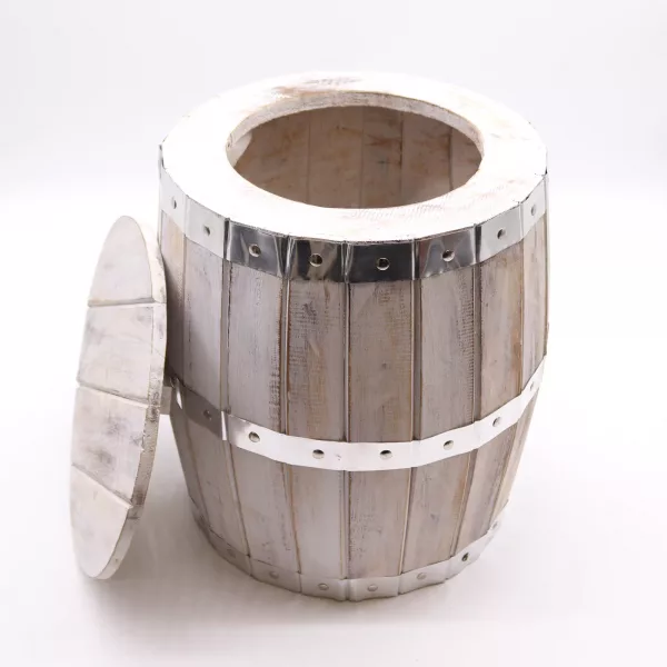 Beer Barrel Stool - Whitewash - Image 3