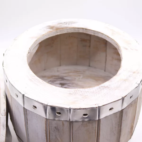 Beer Barrel Stool - Whitewash - Image 2