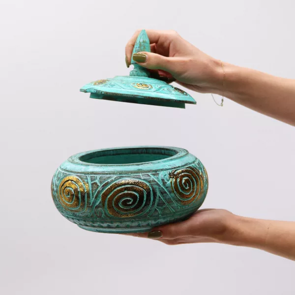 Turquoise Squat  Sweet Jar - Image 3