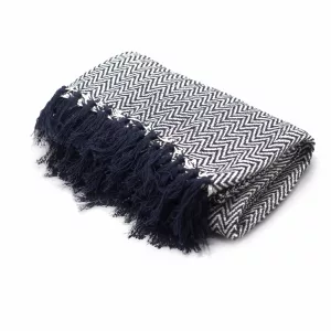 Boho Comfort Throws – 125x150cm – Navy Zigzag
