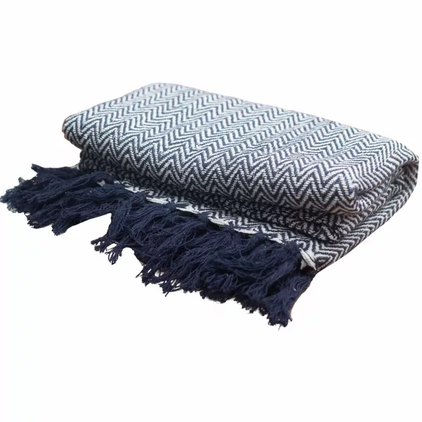 Boho Comfort Throws - 125x150cm - Navy Zigzag - Image 3