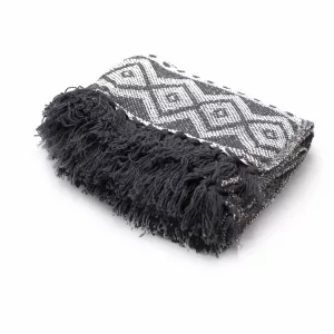 Boho Comfort Throws – 125x150cm – Grey Geometric