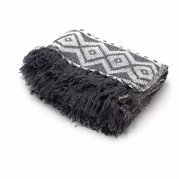 Boho Comfort Throws - 125x150cm - Grey Geometric - Image 2