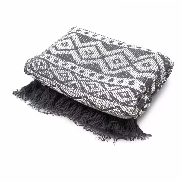 Boho Comfort Throws - 125x150cm - Grey Geometric - Image 4