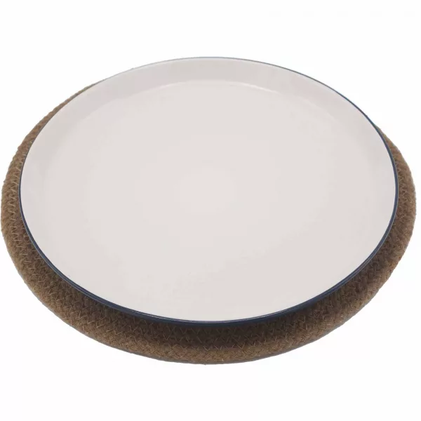 Natural Place Mat - Jute & Cotton 30cm - Natural Border - Image 2