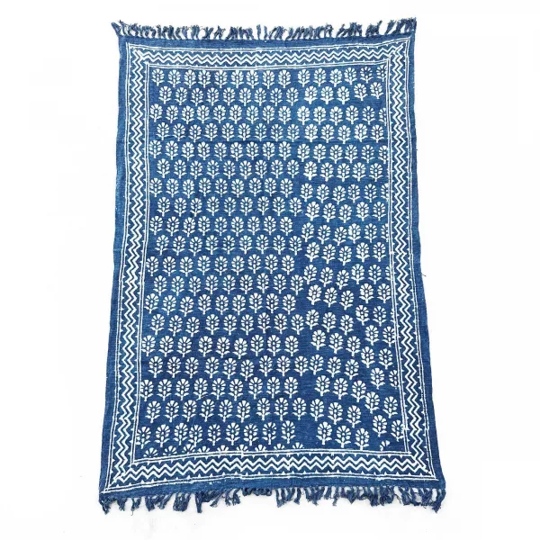 Handmade Indigo Throw - 170x120cm - Chhota Flower - Image 2