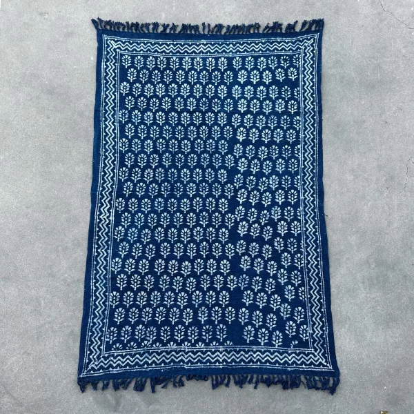 Handmade Indigo Throw - 170x120cm - Chhota Flower - Image 4