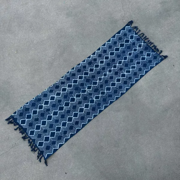 Handmade Indigo Runner - 170x60cm - Heerak Patern - Image 4