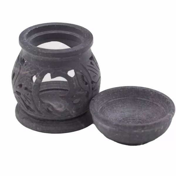 Small Soapstone Oil Burner 8cm - Om - Image 2