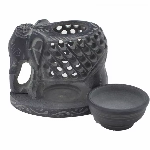 Soapstone Oil Burner 10.5cm - Standing Elephant - Image 3