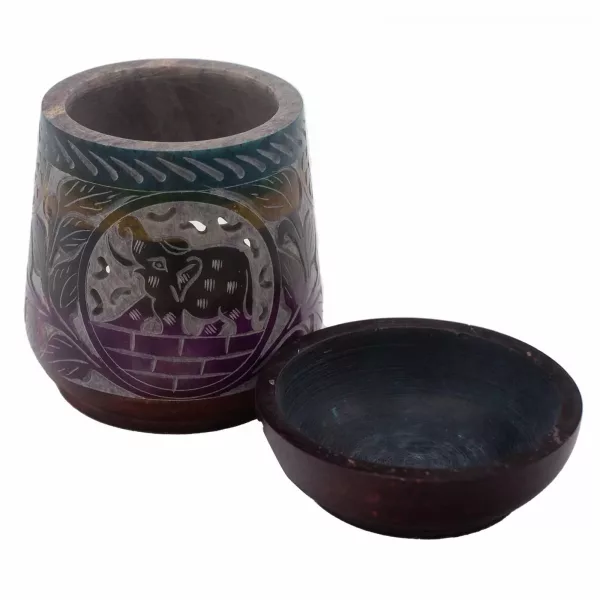 Large Soapstone Oil Burner 13x10cm - Elephant - Five Colours - Image 2