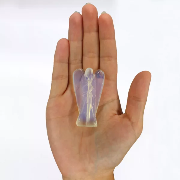 Hand Carved Gemstone Angel - Opalite - Image 3