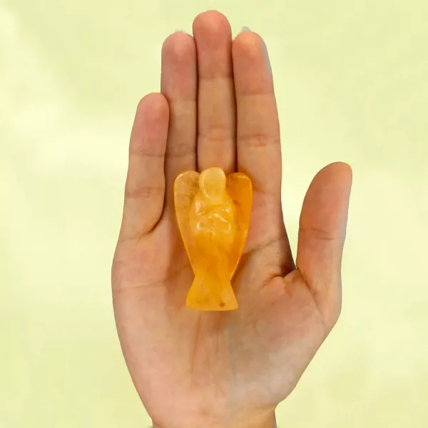 Hand Carved Gemstone Angel - Yellow Aventurine - Image 3