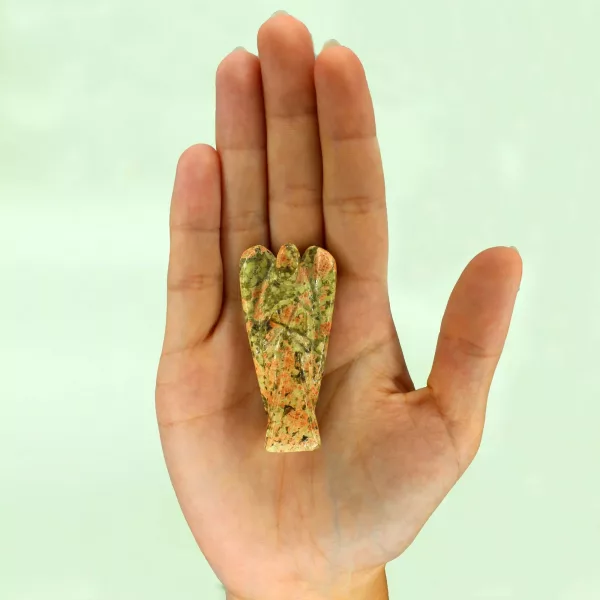 Hand Carved Gemstone Angel - Unakite - Image 3